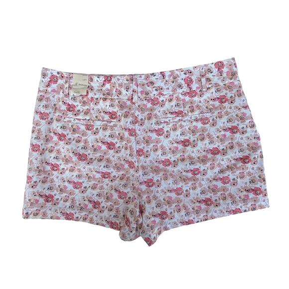 New LOFT by Ann Taylor Women's Pink Canvas Floral Flat Front Chino Short Size 10 - Picture 3 of 5